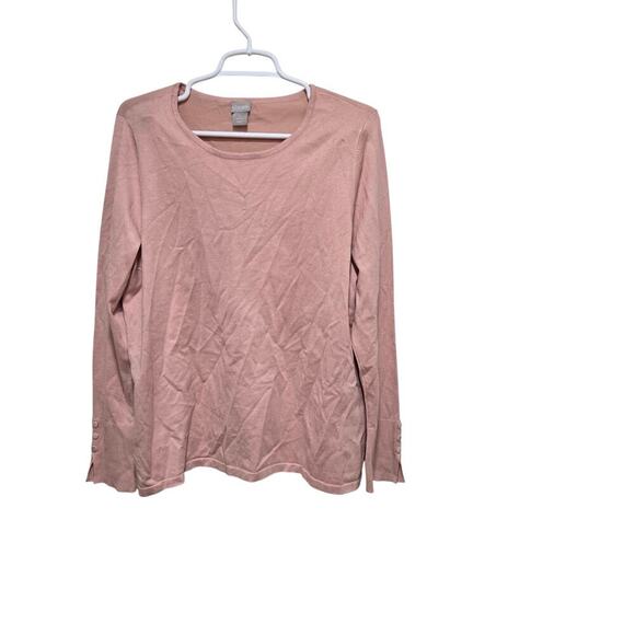 Chicos top womens size large pink button sleeve pullover blouse lightweight - Picture 1 of 9